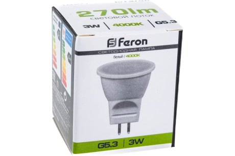 Купить Лампа светодиод. FERON LB-271 G5.3 3Вт 4000К MR11 230V 25552 фото №9