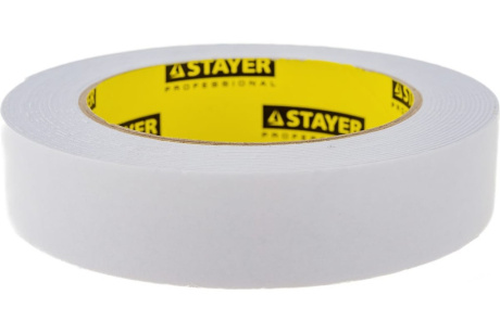 Купить Двухсторонняя клейкая лента STAYER PROFESSIONAL 25 мм  5 м белая на вспененной основе  12231-25-05 фото №4